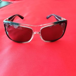 Trussardi ombre charcoal/clear and large crystal sunglasses